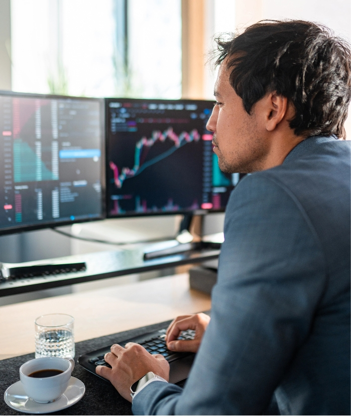 Man typing on keyboard